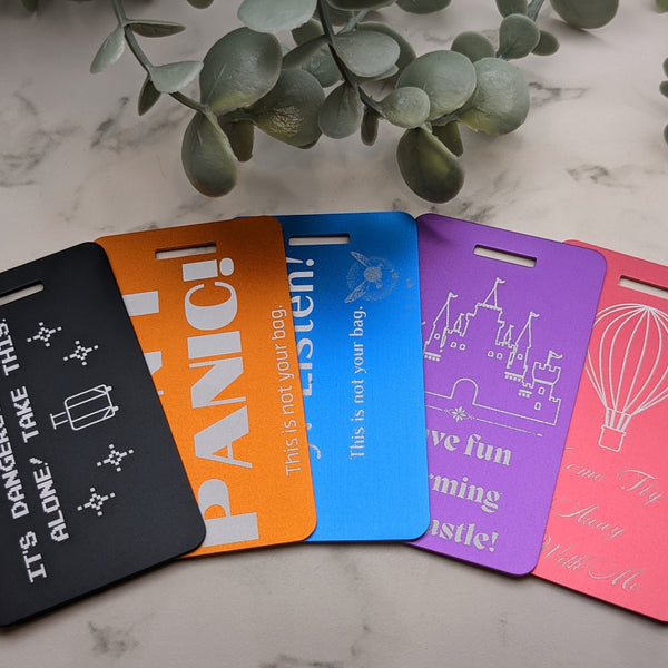 Custom Luggage Tags! D&D Mimic PROBABLY NOT A MIMIC Anodized Aluminum Metal High Quality! Great Gift! Funny Bag Tag Dungeons and Dragons