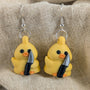 Stabby Duck Earrings – Funny Duck Jewelry with Knife – Weird Gift, Cute but Deadly Earrings, 3D Printed Animal Earrings