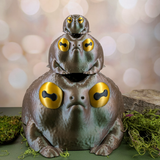 Three Judgmental Frogs stacked showing all three sizes.