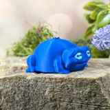 Right side view of Blueberry Frog showing its rounded profile and relaxed pose.