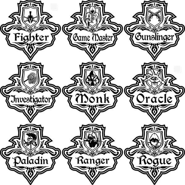 Dungeons and Dragons Coasters with Class Emblem Set of SIX faux leather black and silver D&D DnD Dungeon Master Gift Choose your Class!