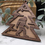 Sasquatch Christmas Tree Ornament - Hardwood Two-Layer Design with Black Walnut and Maple - Unique Bigfoot Holiday Decoration