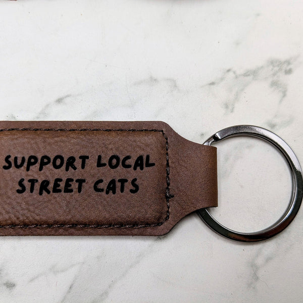 Possum Keychain for Possum Lovers "Support Local Street Cats" Sarcastic Meme Gift Silly Ironic Keychain Gag Gift for White Elephant Gift