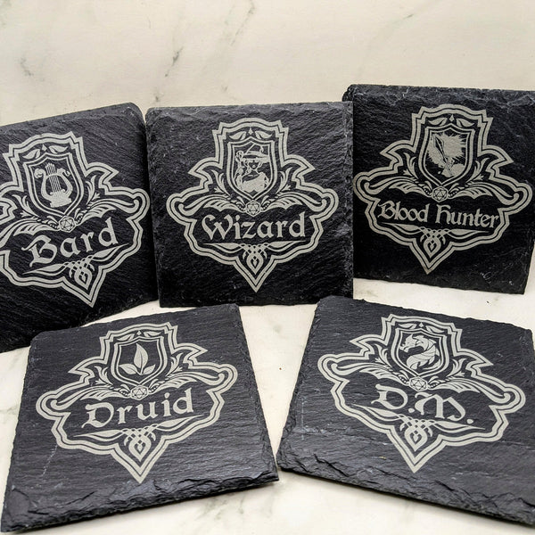 Dungeons and Dragons Coaster with Class Emblem Single or Set! DnD Campaign Party Gift D&D DnD Coaster Dungeon Master Gift Choose your Class