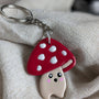 Mushroom Keychain for Mushroom Lovers Red and White Mushroom Keyring Kawaii Mushroom Backpack Buddy