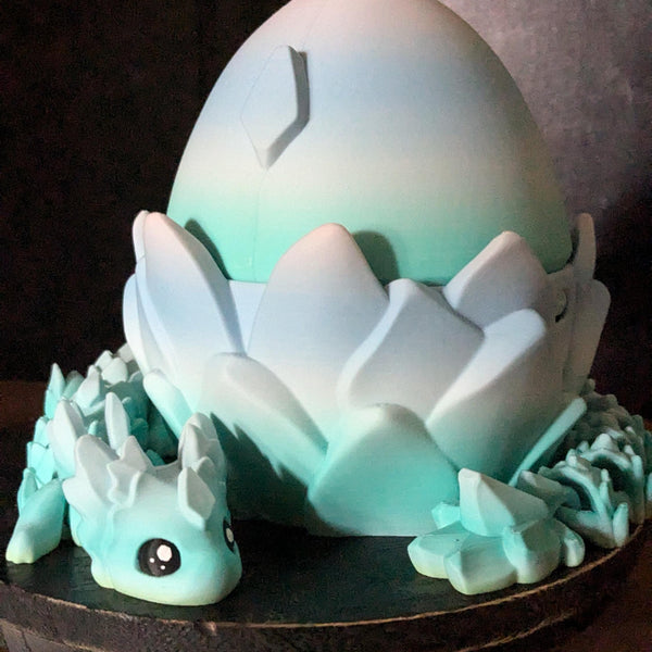 CUSTOMIZED Dragon! Articulated Dragon and Egg for Dragon Lovers Large Desk Dragon Companion Blue and Green Dragon and Dragon Egg Dragon