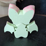 Kawaii Bat Desk Buddy Hand Painted Articulated Bat Figurine Desk Toy Green Bat Desk Decoration for Home or Office Unique Coworker Gift!