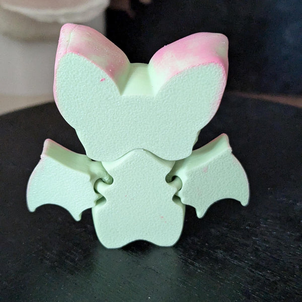 Kawaii Bat Desk Buddy Hand Painted Articulated Bat Figurine Desk Toy Green Bat Desk Decoration for Home or Office Unique Coworker Gift!