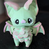 Kawaii Bat Desk Buddy Hand Painted Articulated Bat Figurine Desk Toy Green Bat Desk Decoration for Home or Office Unique Coworker Gift!