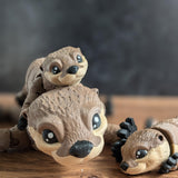 CUSTOMIZABLE River Otter Desk Buddy Articulated Brown Otter Figurine Desk Toy - Mama Otter and Baby Otter Desk Decoration Coworker Gift