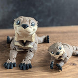 CUSTOMIZABLE River Otter Desk Buddy Articulated Brown Otter Figurine Desk Toy - Mama Otter and Baby Otter Desk Decoration Coworker Gift