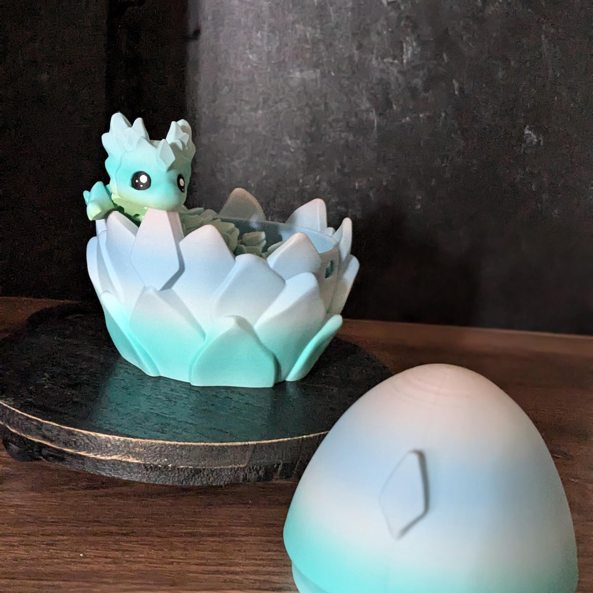 CUSTOMIZED Dragon! Articulated Dragon and Egg for Dragon Lovers Large Desk Dragon Companion Blue and Green Dragon and Dragon Egg Dragon