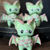 Kawaii Bat Desk Buddy Hand Painted Articulated Bat Figurine Desk Toy Green Bat Desk Decoration for Home or Office Unique Coworker Gift!