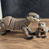 CUSTOMIZABLE River Otter Desk Buddy Articulated Brown Otter Figurine Desk Toy - Mama Otter and Baby Otter Desk Decoration Coworker Gift