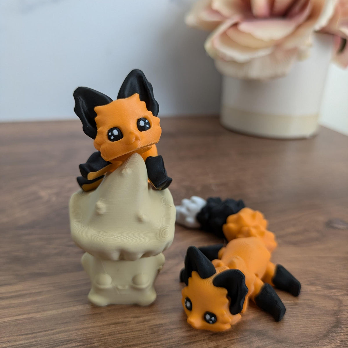 CUSTOMIZABLE Fox Desk Buddy Articulated Fox Figurine Desk Toy - Orange Fox Desk Decoration for Home or Office Coworker Gift! Fidget Toy Fox