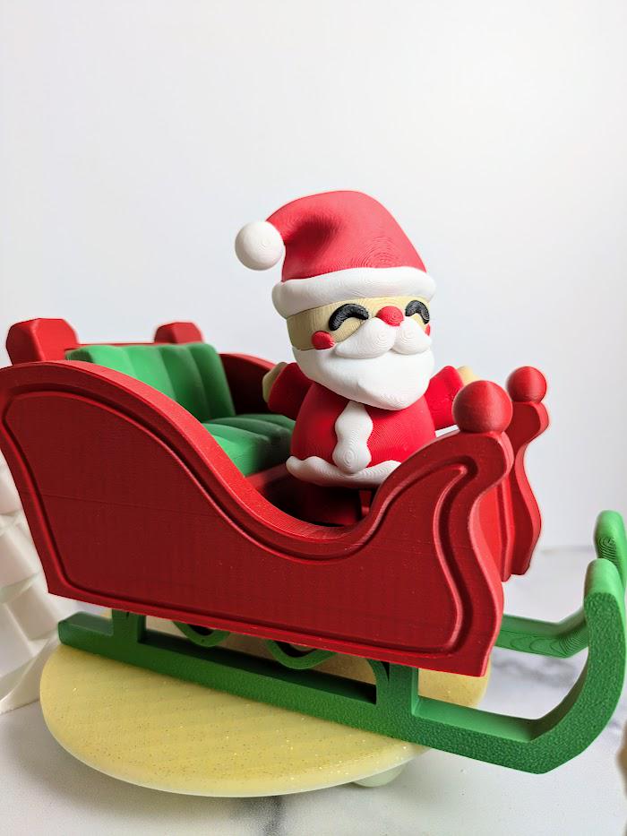 Cute Santa and Reindeer Sleigh Playset Adorable Christmas Desk Toy Fidget Holiday Desk Decoration Santa Rudolph Coworker Gift Santa Claus