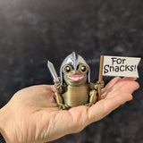 Sir Glorb Frog Knight – Funny Fantasy Figurine with Sword and Flag, Cute Frog Decor, Nerdy Desk Buddy, Miniature Frog Statue