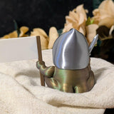Sir Glorb Frog Knight – Funny Fantasy Figurine with Sword and Flag, Cute Frog Decor, Nerdy Desk Buddy, Miniature Frog Statue