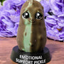 Emotional Support Pickle – Funny Desk Buddy Gift, Sparkly Green Pickle Figurine, Weird 3D Printed Pickle Decor, Anxiety Relief Gift