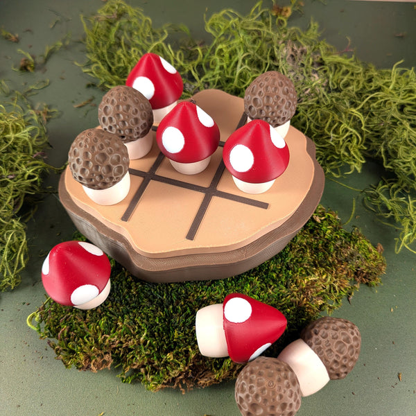 Mushroom Tic Tac Toe Set: Cottagecore Woodland Game with Magnetic Pieces