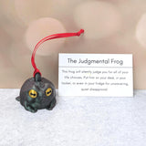 Judgmental Frog Ornament: Grumpy Toad Christmas Tree Decor - Funny Animal Sculpture