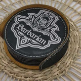 Dungeons and Dragons Coasters with Class Emblem Set of SIX faux leather black and silver D&D DnD Dungeon Master Gift Choose your Class!