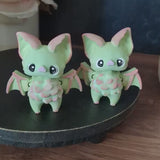 Kawaii Bat Desk Buddy Hand Painted Articulated Bat Figurine Desk Toy Green Bat Desk Decoration for Home or Office Unique Coworker Gift!