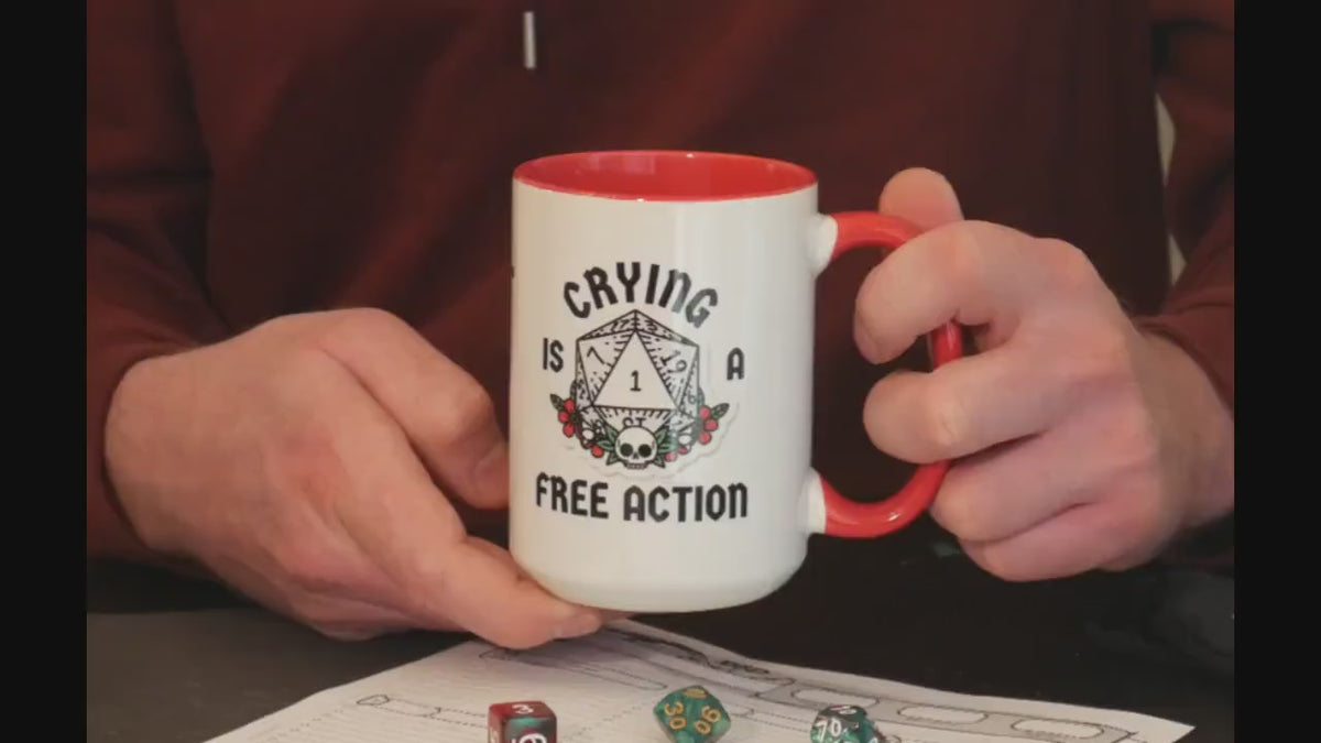 Dungeons and Dragons Mug Crying is a Free Action DnD Themed Mug Funny Gift for Dungeon Master Gift for DM Nerdy Coffee Mug Critical Fail RPG