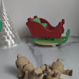 Cute Santa and Reindeer Sleigh Playset Adorable Christmas Desk Toy Fidget Holiday Desk Decoration Santa Rudolph Coworker Gift Santa Claus